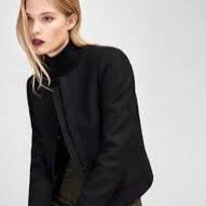 Massimo Dutti Mandarin collar Blazer Jacket Black Size 10